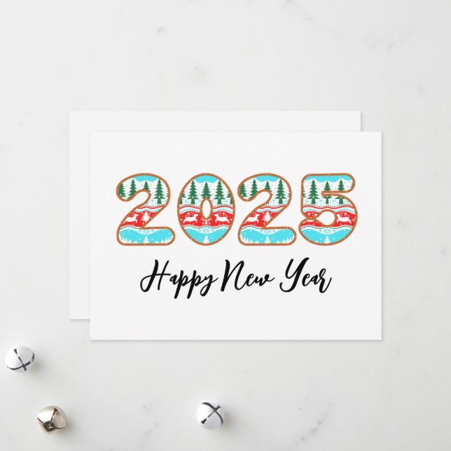 winter style simple happy new years cards 2025 (Front/Back In Situ)