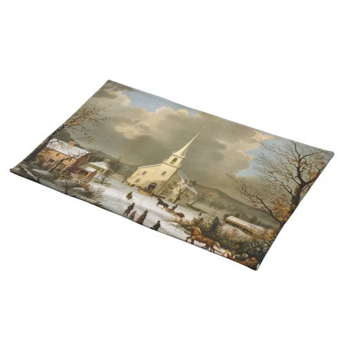 Winter Sunday in olden times Cloth Placemat
