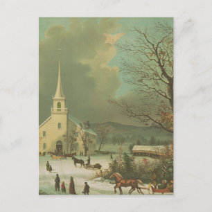 Winter Sunday in Olden Times Gleason Boston Postcard
