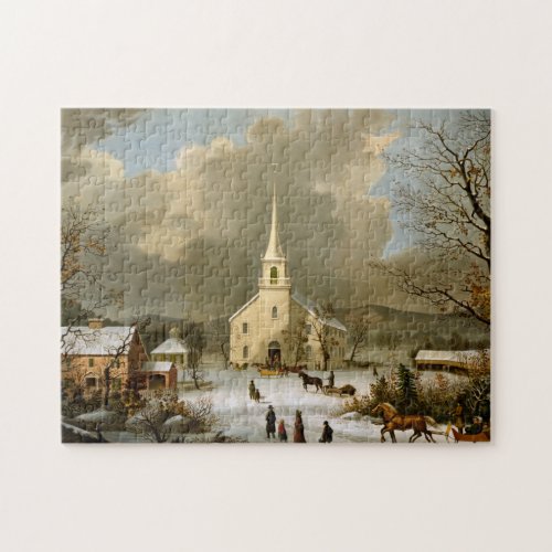 Winter Sunday in olden times Jigsaw Puzzle