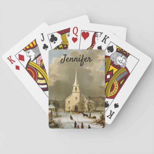Winter Sunday in olden times Playing Cards