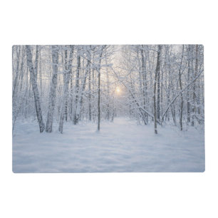 Winter Sunlight in Quiet Birch Forest Placemat