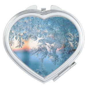 Winter Sunlight Through Frosted Ice Crystals Glass Compact Mirror