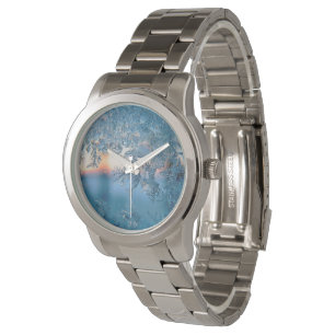 Winter Sunlight Through Frosted Ice Crystals Glass Watch