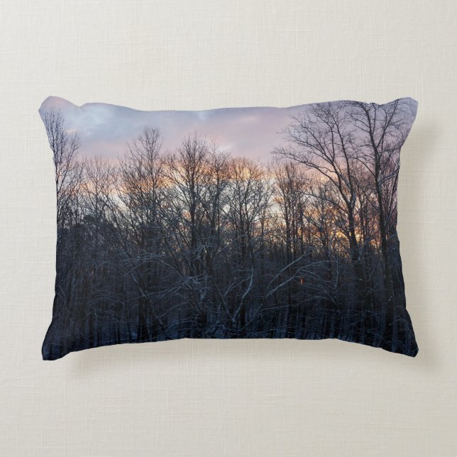 Winter Sunrise I Pastel Nature Landscape Accent Pillow (Front)