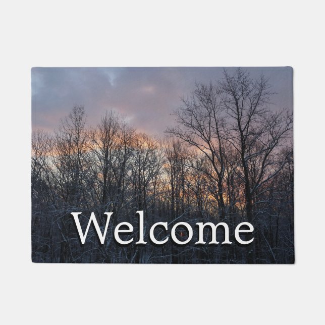 Winter Sunrise I Pastel Nature Landscape Doormat (Front)