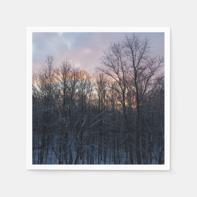 Winter Sunrise I Pastel Nature Landscape Napkins (Front)