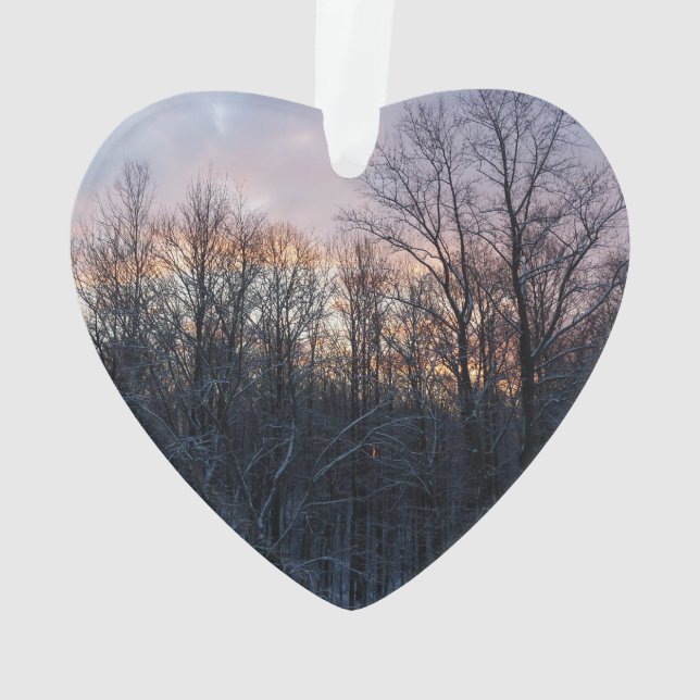 Winter Sunrise I Pastel Nature Landscape Ornament (Back)