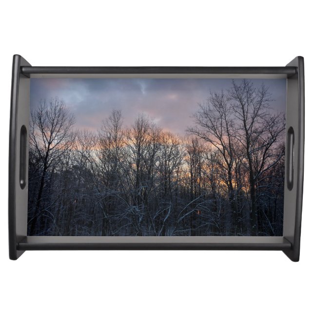 Winter Sunrise I Pastel Nature Landscape Serving Tray (Front)