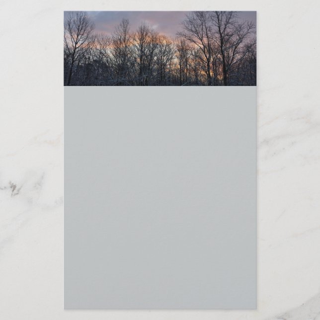 Winter Sunrise I Pastel Nature Landscape Stationery (Front)