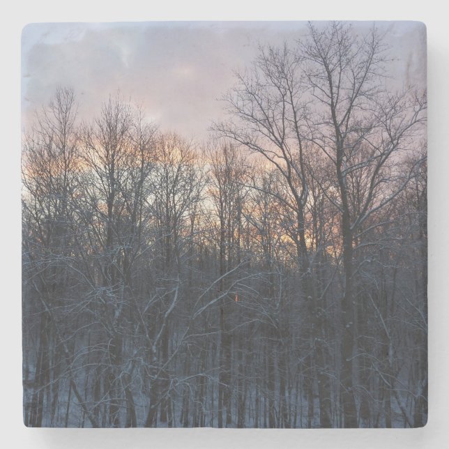 Winter Sunrise I Pastel Nature Landscape Stone Coaster (Front)