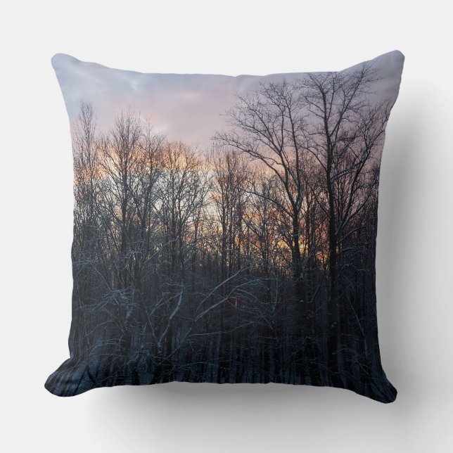 Winter Sunrise I Pastel Nature Landscape Throw Pillow (Front)