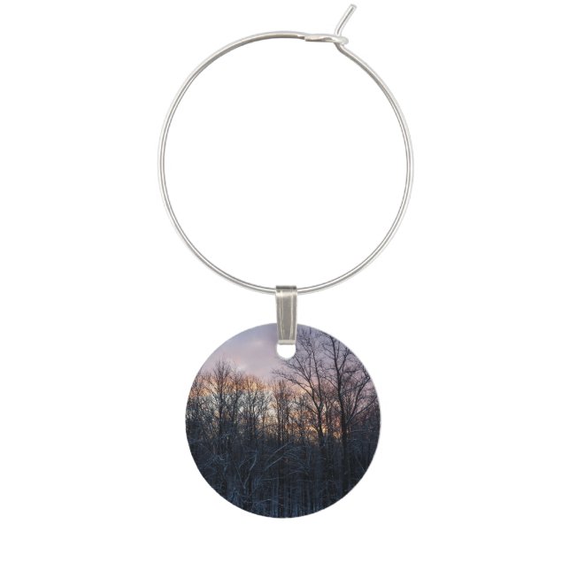 Winter Sunrise I Pastel Nature Landscape Wine Glass Charm (Front)