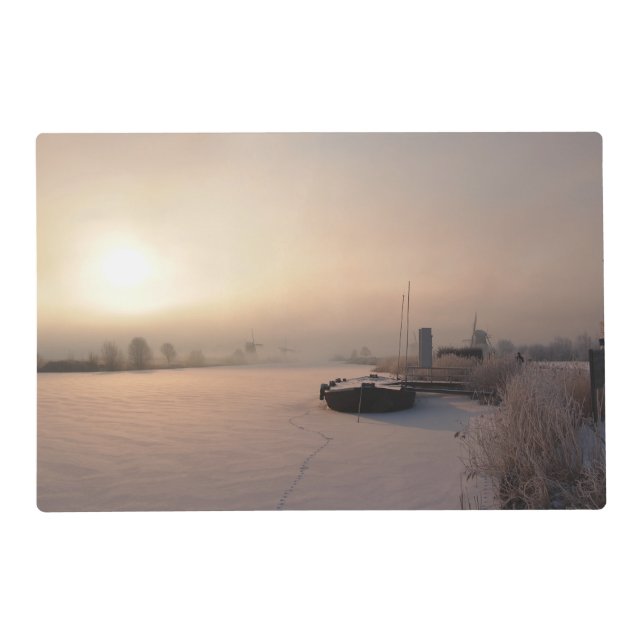 Winter sunrise in the Netherlands placemat (Back)