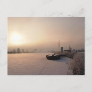 Winter sunrise in the Netherlands postcard