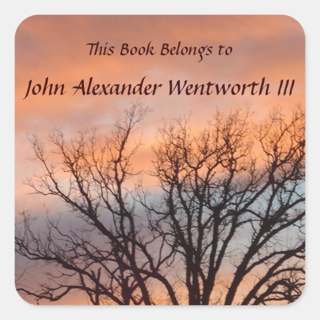 Winter Sunset 1 Custom Bookplate (Front)