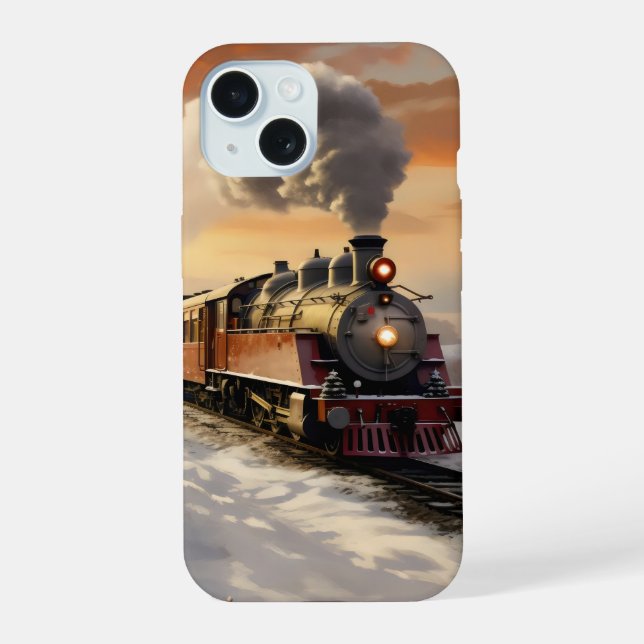 Winter Sunset and Train Iphone Case (Back)
