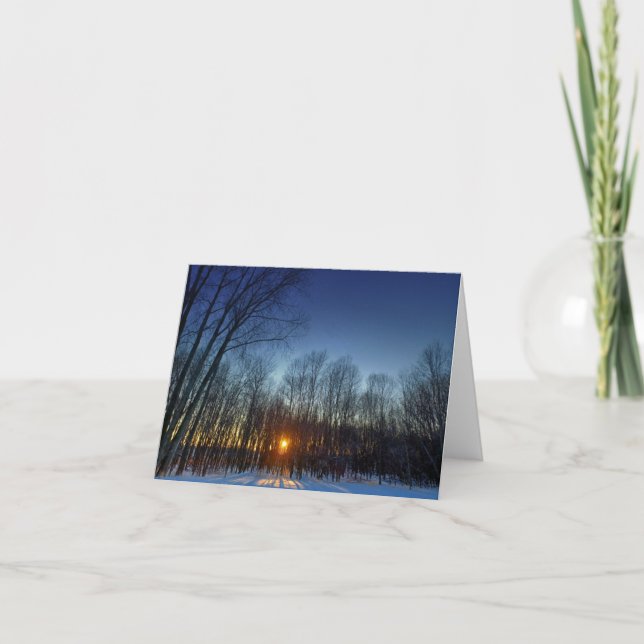 Winter sunset blank notecard.  letterpress thank you card (Front)