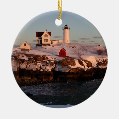 Winter Sunset Ceramic Ornament