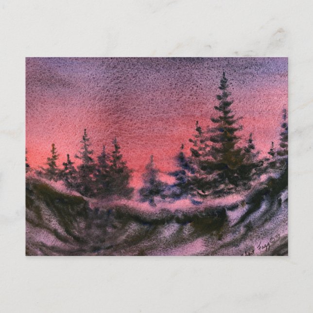 "Winter Sunset" Country Roads Postcard (Front)