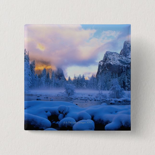 Winter Sunset in Yosemite National Park Button (Front)