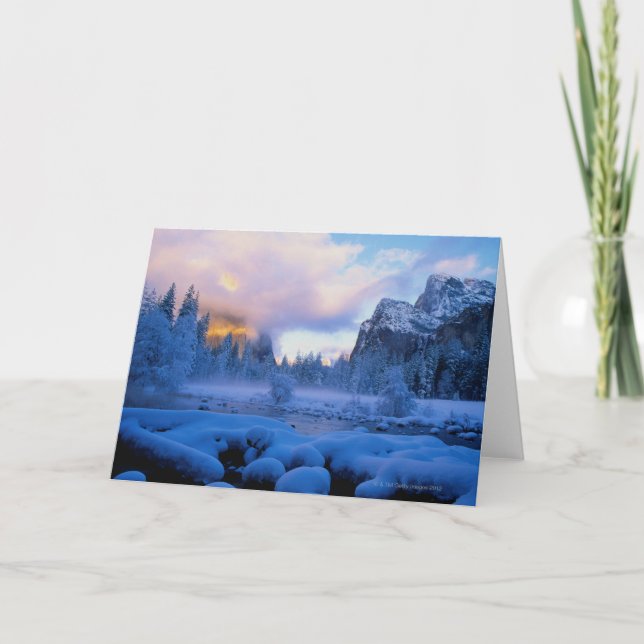 Winter Sunset in Yosemite National Park Card (Front)