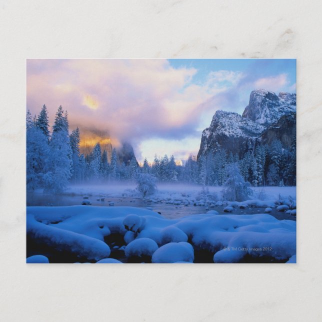 Winter Sunset in Yosemite National Park Postcard (Front)