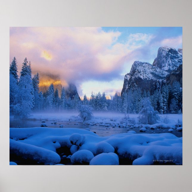 Winter Sunset in Yosemite National Park Poster (Front)