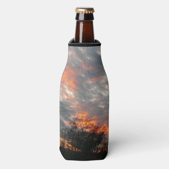 Winter Sunset Nature Landscape Photography Bottle Cooler (Bottle Front)