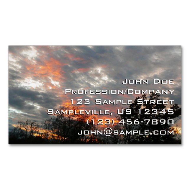Winter Sunset Nature Landscape Photography Business Card Magnet (Front)