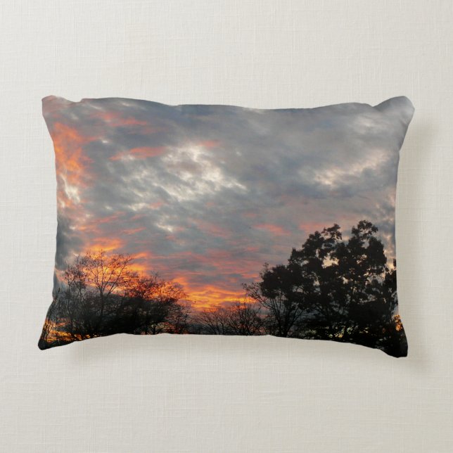 Winter Sunset Nature Landscape Photography Decorative Pillow (Back)