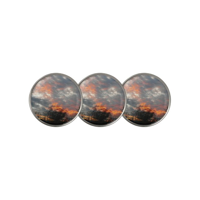 Winter Sunset Nature Landscape Photography Golf Ball Marker (3 Up)