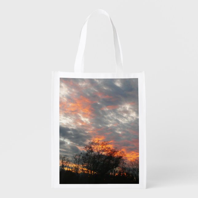 Winter Sunset Nature Landscape Photography Grocery Bag (Front)