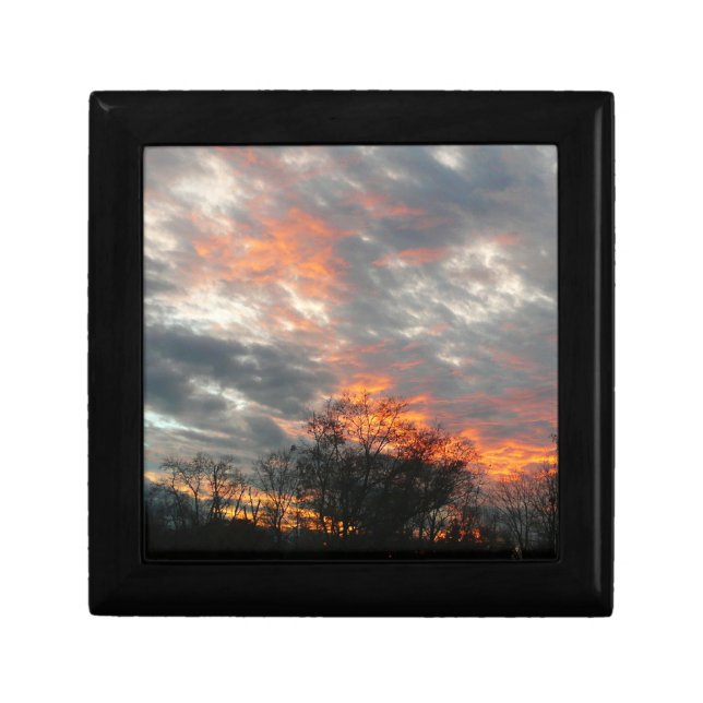 Winter Sunset Nature Landscape Photography Keepsake Box (Front)