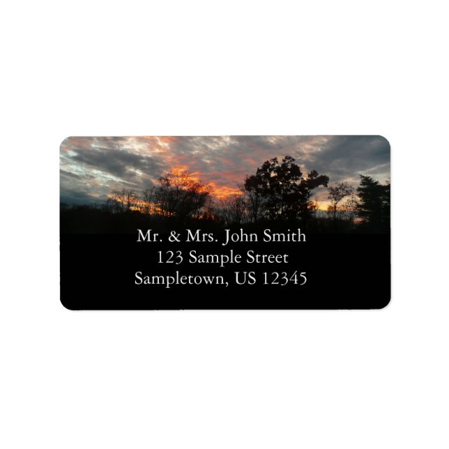 Winter Sunset Nature Landscape Photography Label (Front)