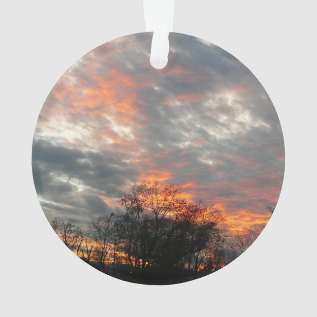 Winter Sunset Nature Landscape Photography Ornament (Back)