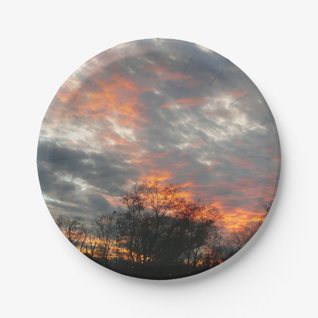 Winter Sunset Nature Landscape Photography Paper Plates (Front)