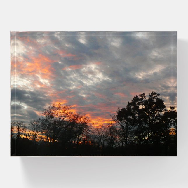 Winter Sunset Nature Landscape Photography Paperweight (Front)