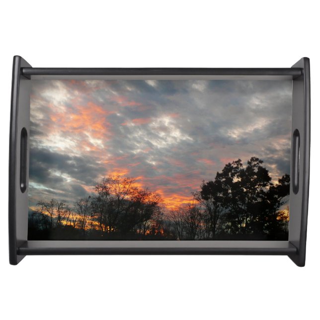 Winter Sunset Nature Landscape Photography Serving Tray (Front)