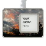 Winter Sunset Nature Landscape Photography Silver Plated Framed Ornament