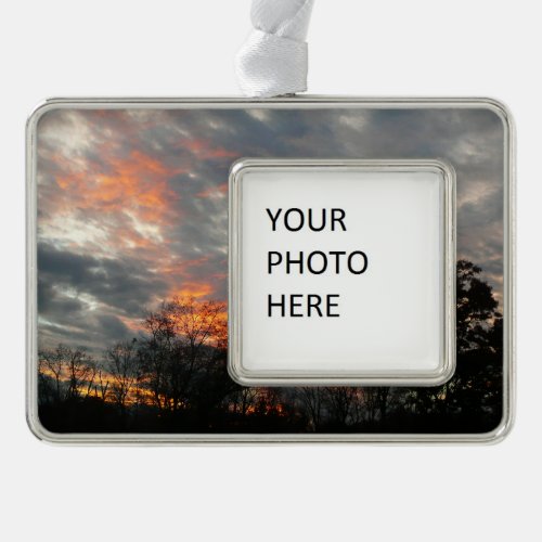Winter Sunset Nature Landscape Photography Silver Plated Framed Ornament