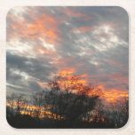 Winter Sunset Nature Landscape Photography Square Paper Coaster