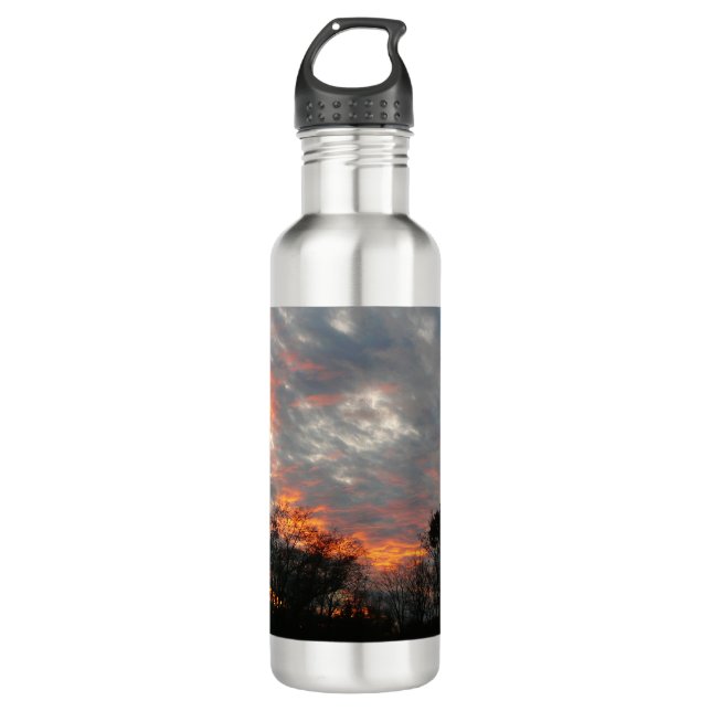 Winter Sunset Nature Landscape Photography Stainless Steel Water Bottle (Front)