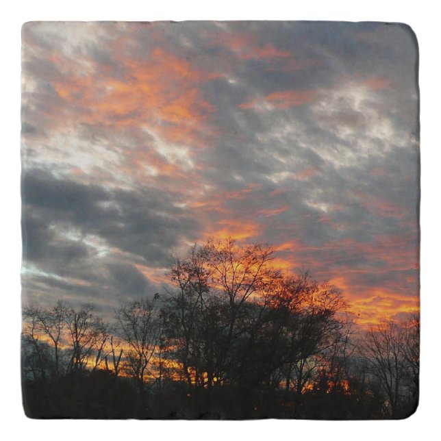 Winter Sunset Nature Landscape Photography Trivet (Front)