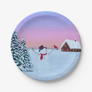 winter sunset paper plates