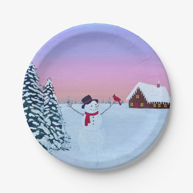 winter sunset paper plates (Front)