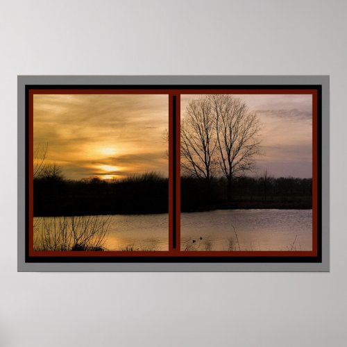 Winter Sunset Scenic Window Poster