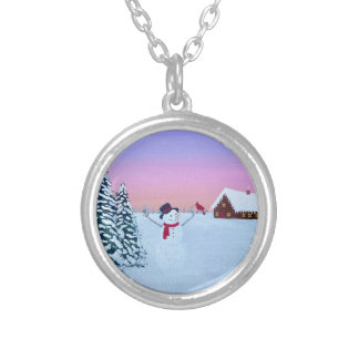 winter sunset silver plated necklace