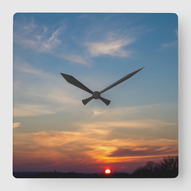 Winter sunset sky square wall clock (Front)