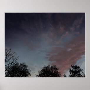Winter sunset sky with star  poster